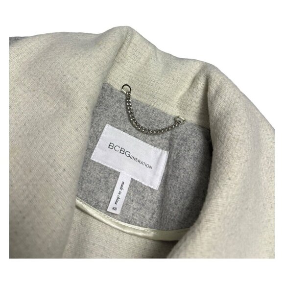 BCBG Generation WOOL Blend Luxury Designer Trench Pea Coat Womens XS - Picture 2 of 7